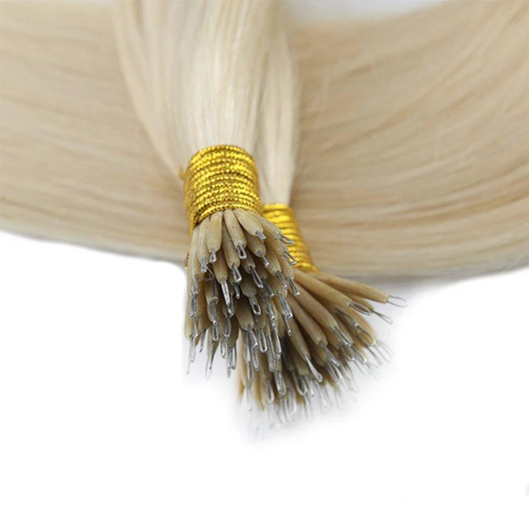 

High Grade Nano Ring Brazilian Hair Double Drawn Prebonded Virgin Hair Blonde Nano Ring Human Hair Extensions