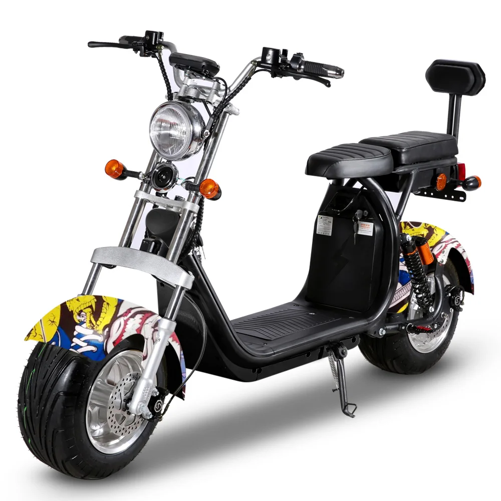 

2022 Top Selling EU doorstep shipping 60-80km Range Per Charge electric scooter fat tyre citycoco, Black/white/blue/red/green etc.