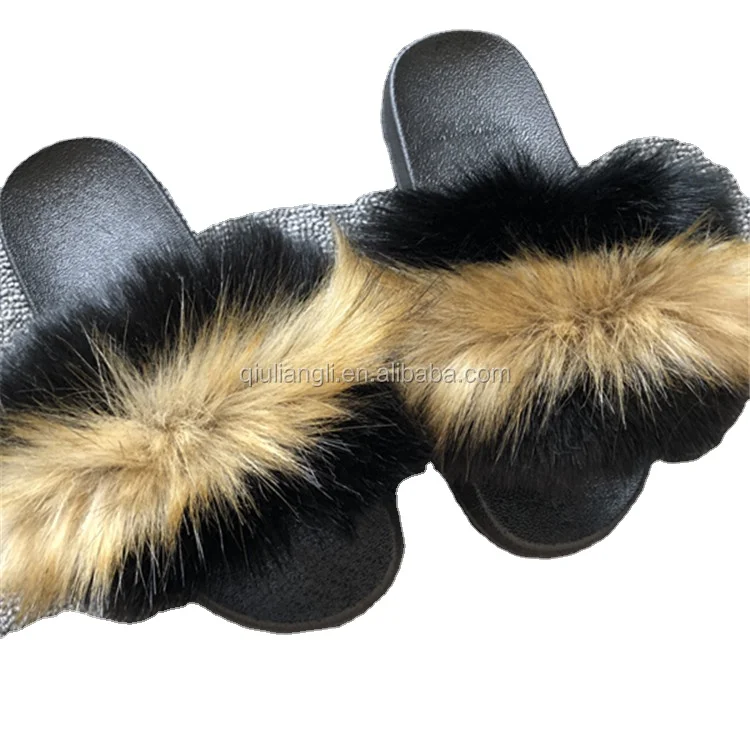 

Women's Winter Warm Furry Slippers Ladies Cute Plush faux Fox Hair Sandal Shoes Fluffy Slippers Women's Fur Slippers for Women, Color