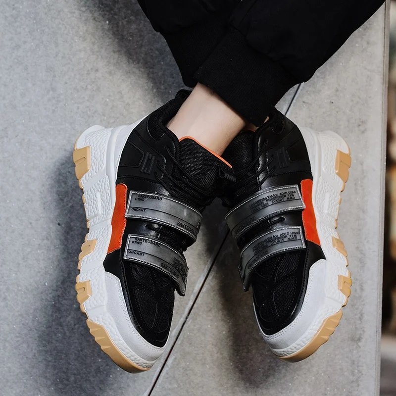 
Custom Brand 2019 High Top Skate Shoe Sneaker For Men Leather Upper Walking Shoes Thick Bottom Fashion Sport Shoe JD-Y699 