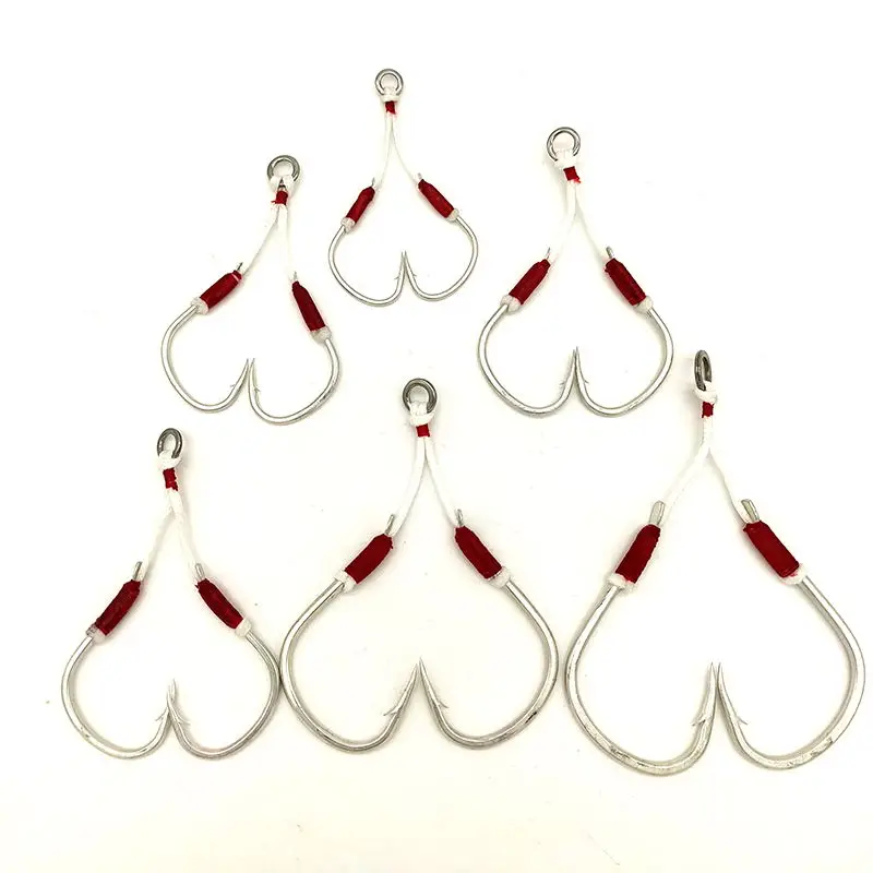 

In stock Assist Pike Hooks Rigged Jig Hooks 1/0 2/0 2.5/0 3/0 4/0 5/0 for Slow Pitch Jigging Lures For Saltwater Fishing