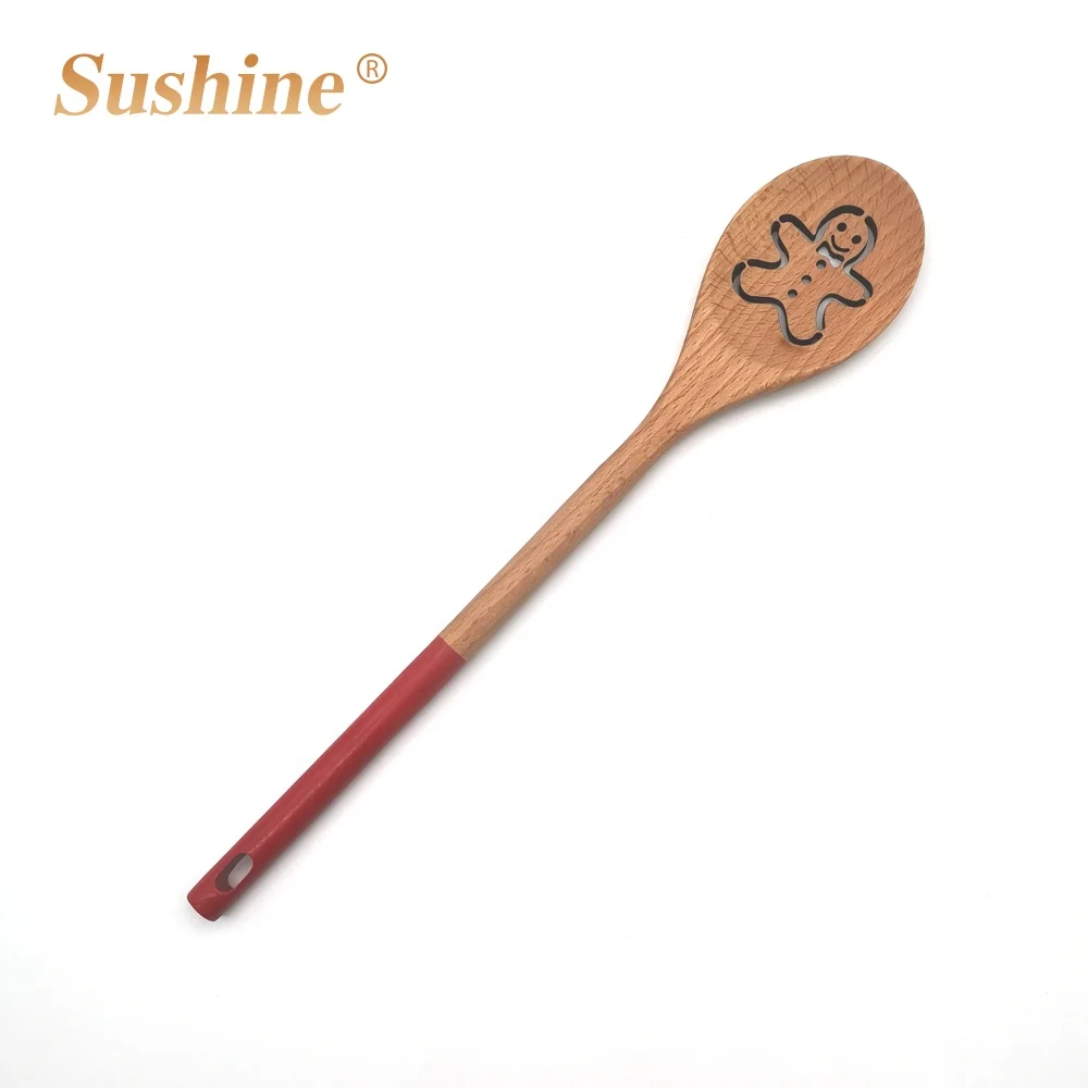 

holiday laser hollow carved beech wood spoon gift for kids, Natural