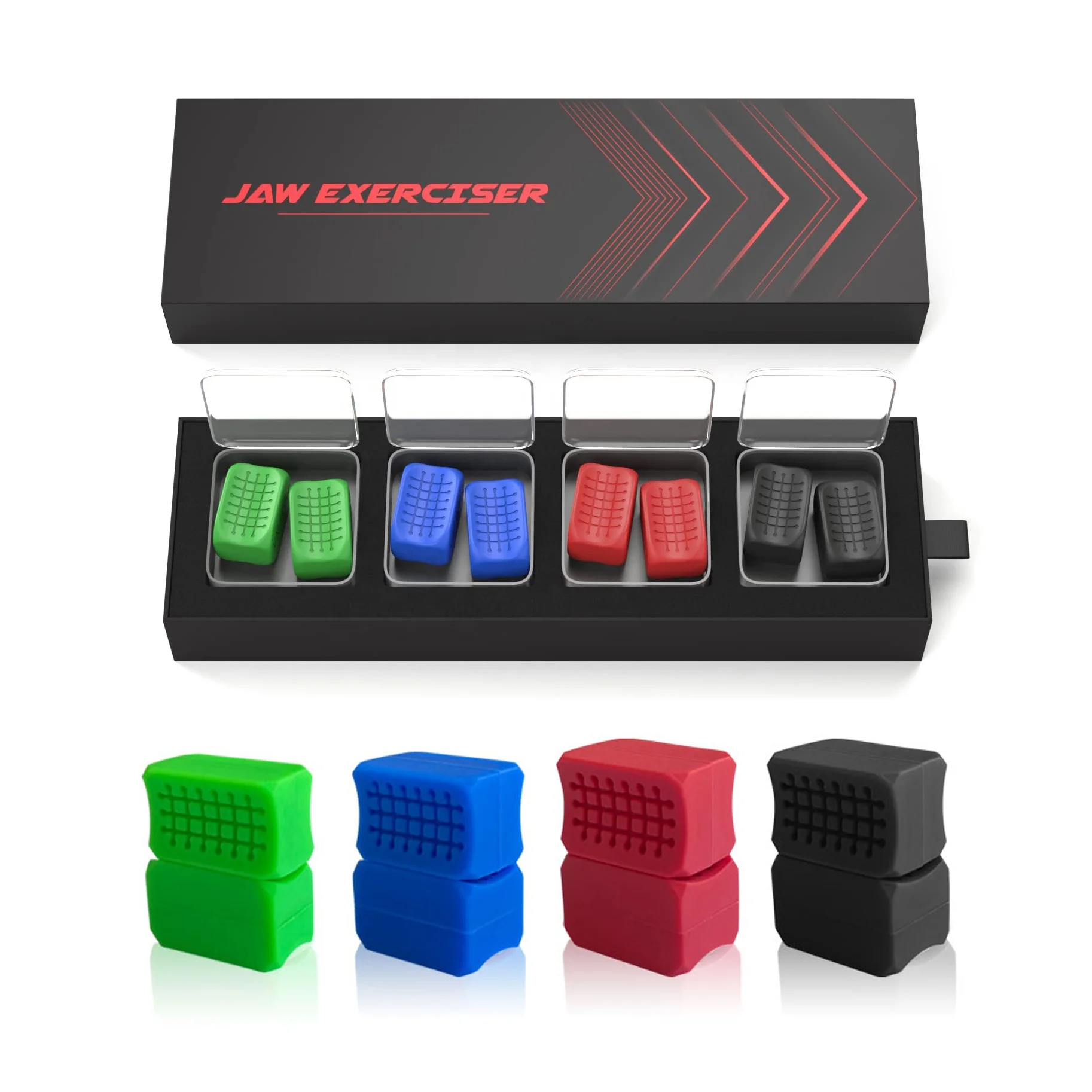 

Meya Sports Jaw Exerciser for Men Women Upgraded Teeth Bite Design 3 Resistance Levels 6 pcs Powerful Jaw Trainer