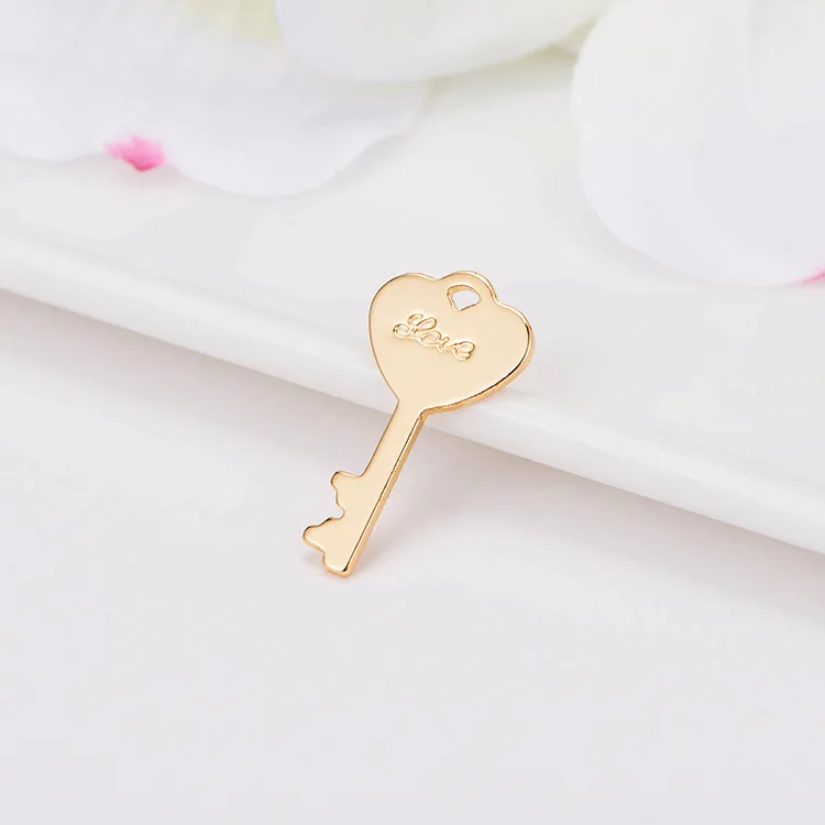 

Simple Design Glossy 14K Gold Plated Key Brass Charm for Jewelry Making, 14 k gold