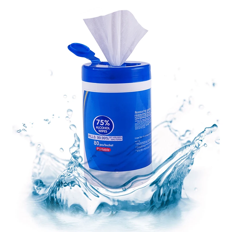 

80 pieces/barrel 75% alcohol wipes disinfection sterilization office cleaning wet wipes lingette alcool