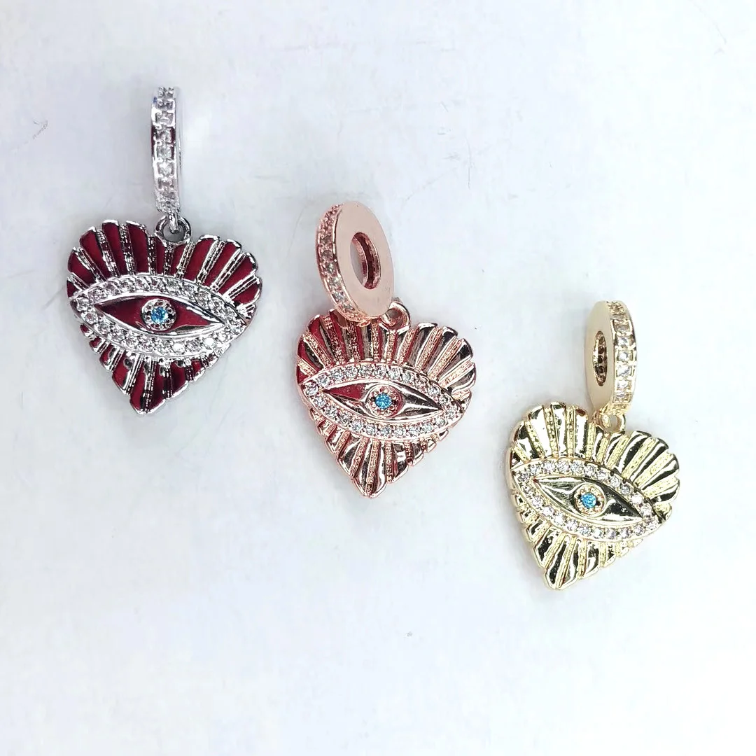 

New Style Pendant Colorful Micro Pave CZ Heart Eyes Necklace Jewelry