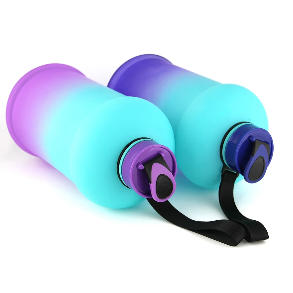 

2.2L Eco Friendly BPA Free Wholesale Motivational PETG Plastic Gym Sports Gallon Water Bottle Custom Logo With Straw Lid