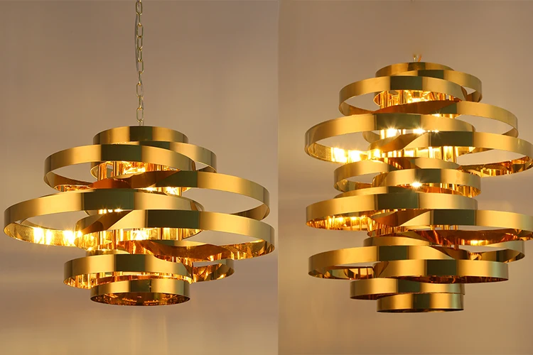 Post Simple Luxury Chandelier  Shiny Gold Metal Light Chandelier modern pendant light led for Villa Hotel Living room