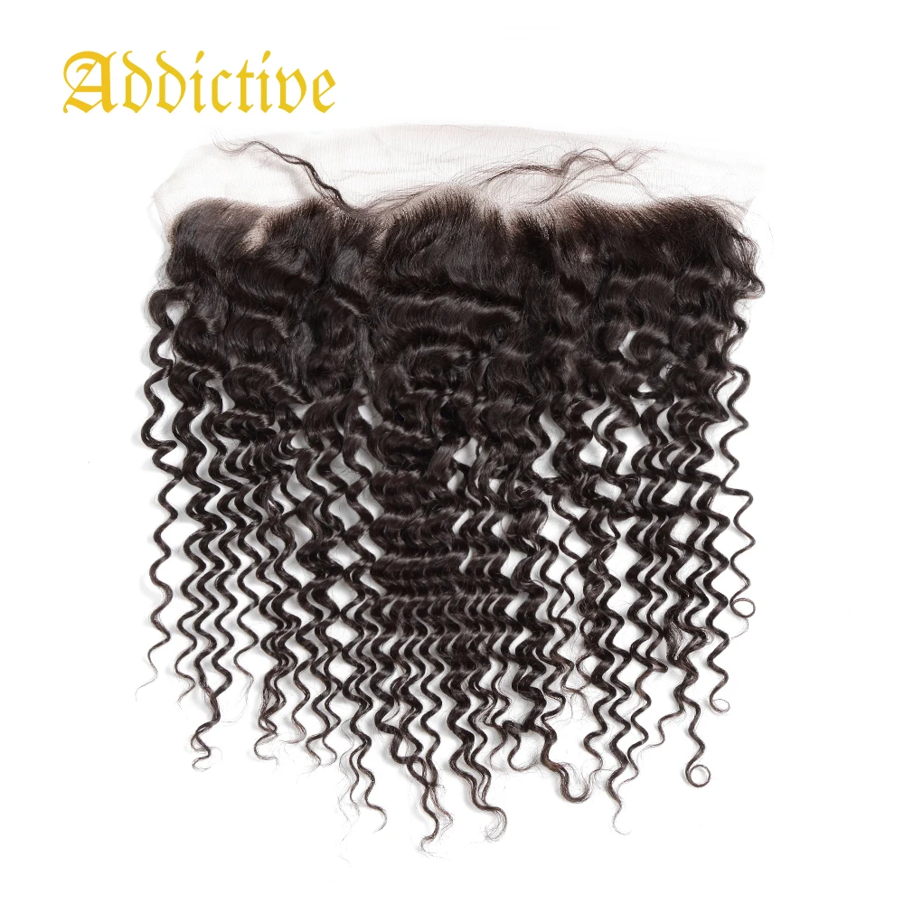 

Addictive Wholesale 13x4 Lace Frontal Closure Brazilian Deep Wave Human Natural Hairline With Baby Hair 100% Human Remy Hair