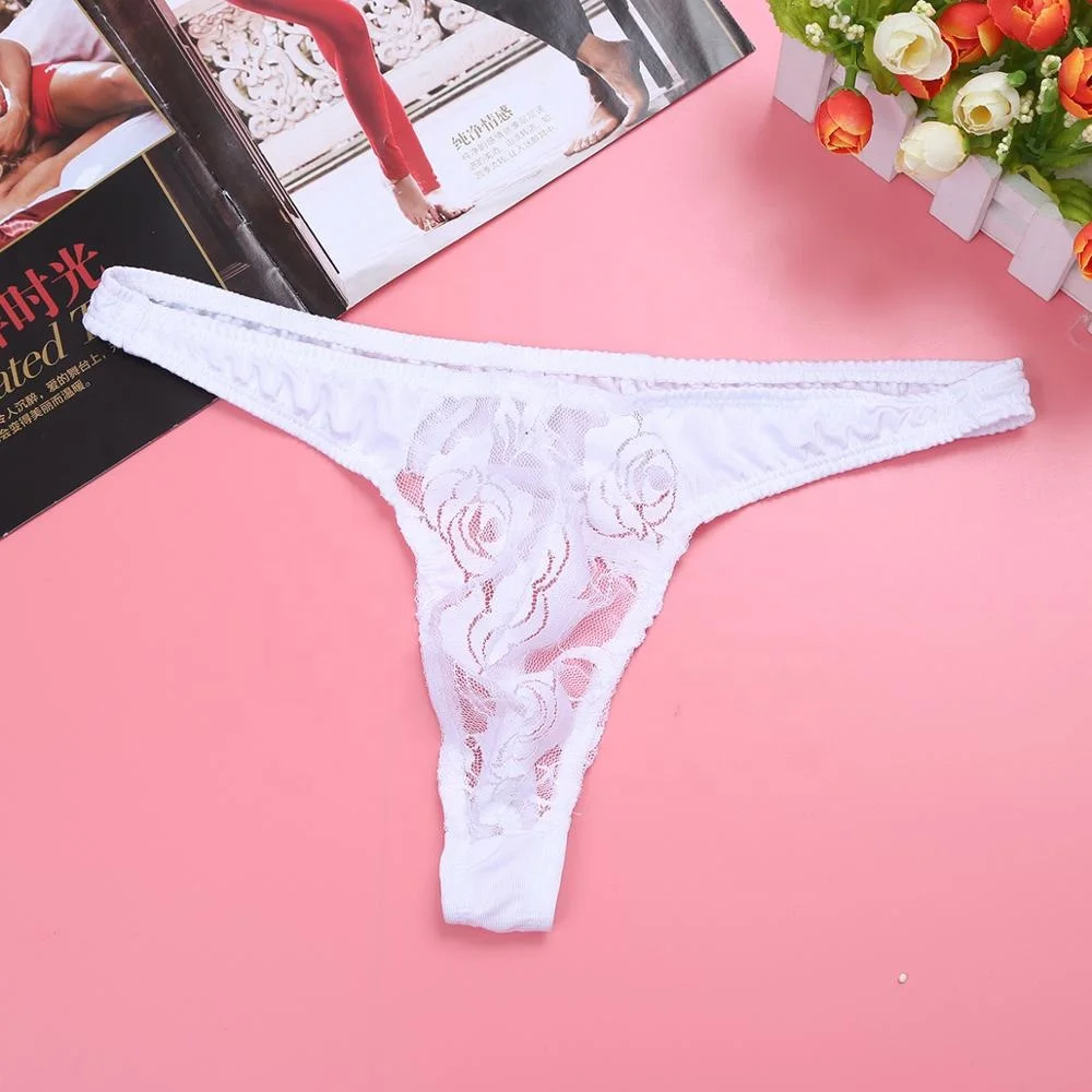

Low Rise Men Thong Lace Floral Bulge Pouch Erotic G-string Bikini Gay Mens Underwear Sissy Underpant Mens Panty