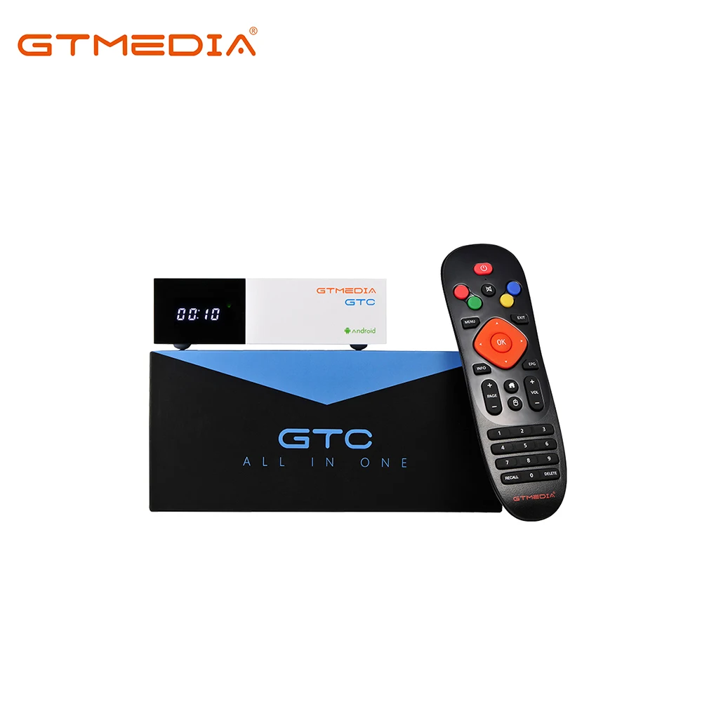 

GTMedia Factory Wholesale DVB-S2+T2+C ISDBT GTC Android Amlogic S905D Solution Box 4k satellite receiver cccam, White