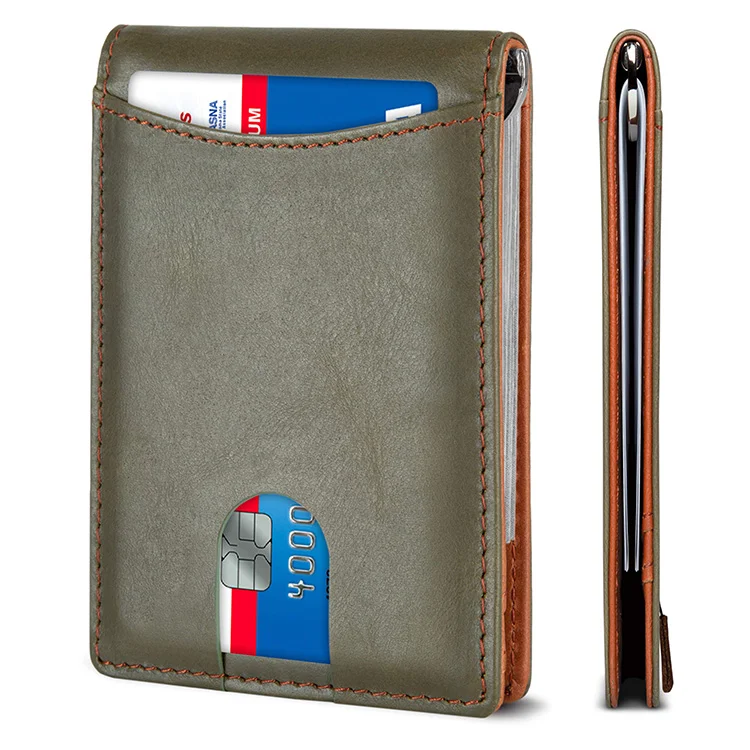 

Wallet Leathers Factory Hot Sales Minimalist Front Pocket Pull Tab Rfid Blockingslim Wallet With Money Clip For Men