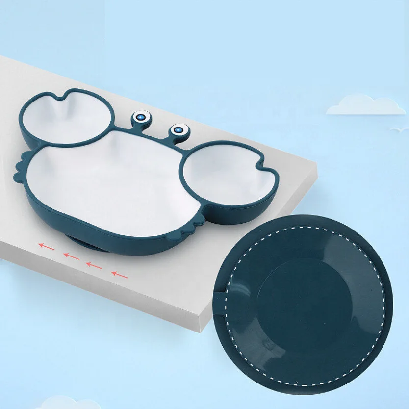 

Custom logo Divided Suction Plate Baby Plato With Suction Bottom Training Dish Bowl Toddler Plato De Silicona