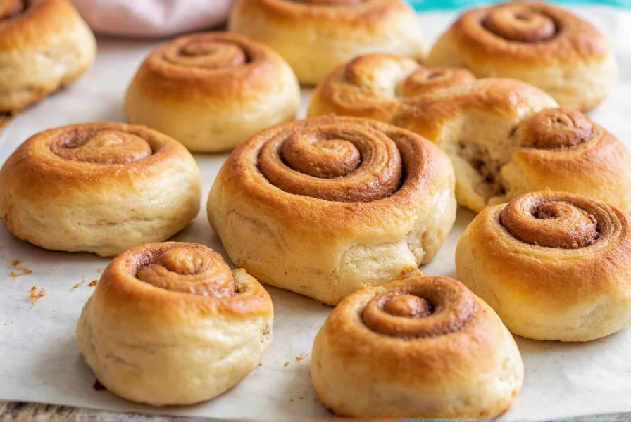 Professional baker shaping large cinnamon roll dough with proper technique, showing correct rolling method for oversized pastries