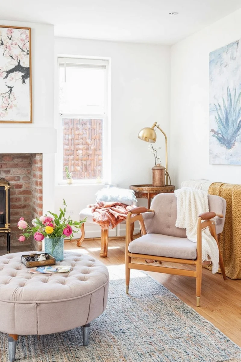 Happy family relaxing in a beautifully decorated living room