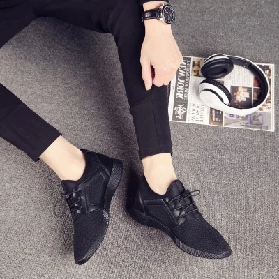 

wholesale china High top Knit casual black sneakers men`s sports running shoes, Custom ( black&red)