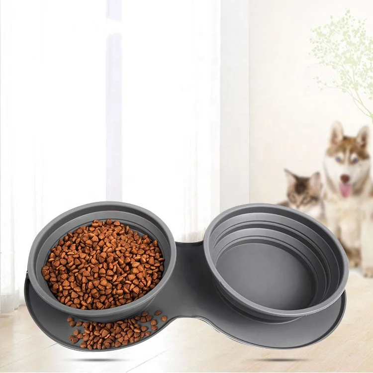 

Portable Food Grade Silicon Pet Bowl Dog Puppy Cat Waterproof Pet Bowls & Feeders, Gray