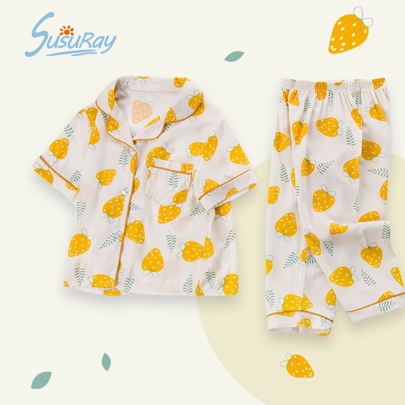 

Susuray Princess Girls 2 Piece Summer Set Children Clothes 2021 Cotton Designer Kids Pjs Pyjamas Size 1-9T