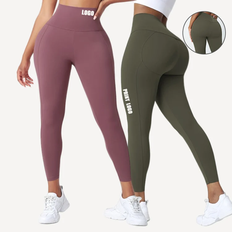 

Custum Logo High-Waist Skinny Comfortable Scrunch Butt Lifting Leggings Yoga Pants Workout Leggings Fitness Sports Wear, As show