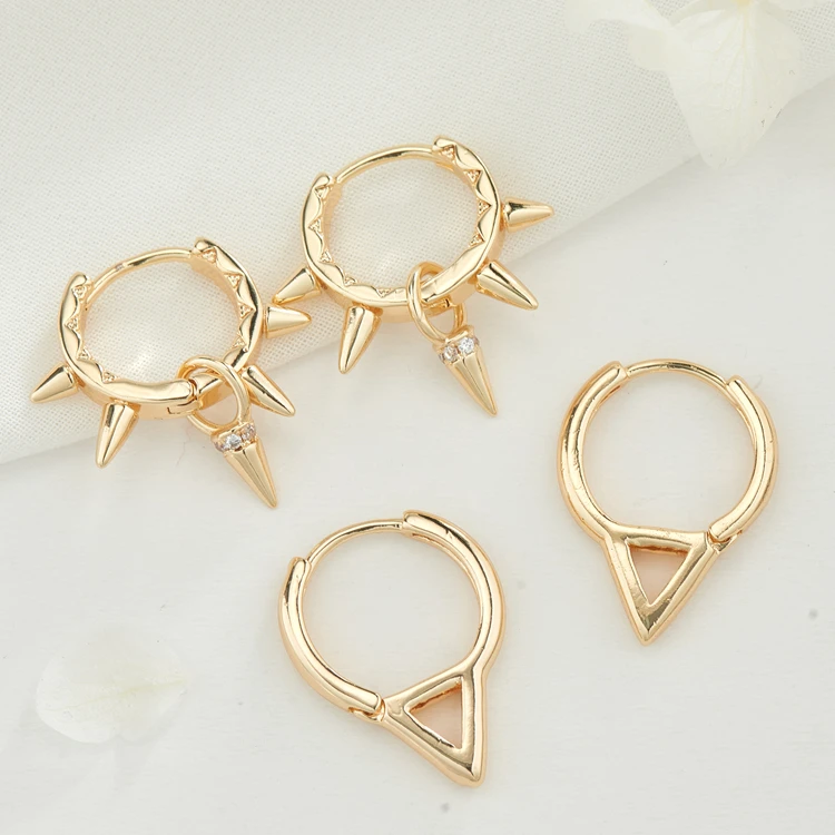 Trendy High Quality Minimalist Designer Sun shape 14K Gold Plated Geometric Drop Hoop Earrings