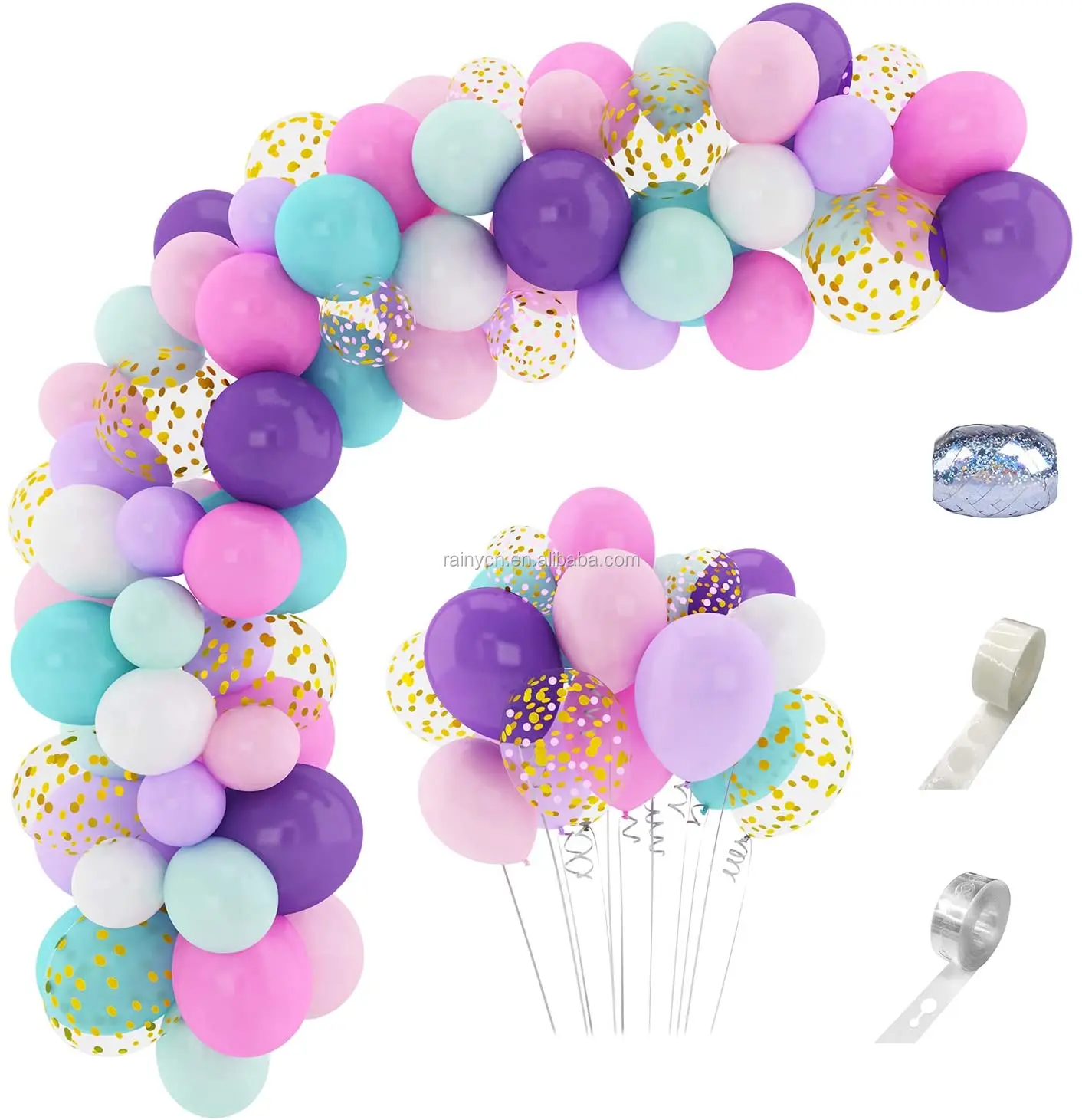 168 Pcs Unicorn Balloon Arch Garland Kit 12'' 10'' 5'' Confetti White ...