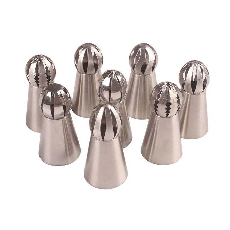 

8 pcs decorating mouth set torch ball in one step cream rose tip 304 stainless steel baking cake tool, As picture