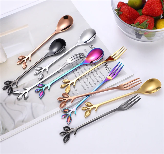 

Stainless Steel Coffee Spoon Simple Mixing Spoon Kitchen Accessories, As show