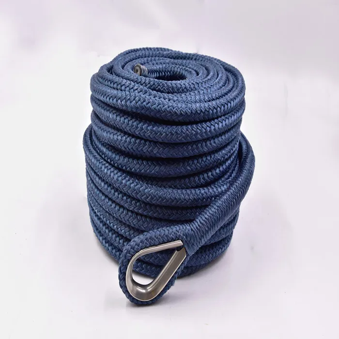 12mm on sale good flexibility,excellent abrasion resistance,double braid navy color anchor rope for mooring in kayak accessory