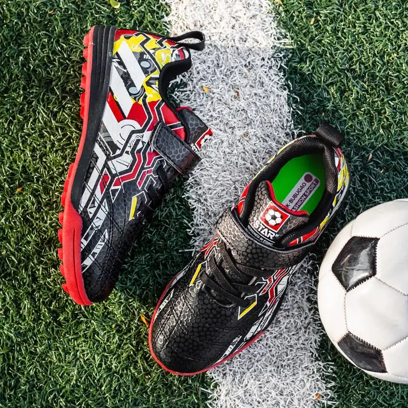 

Kids Boy Girls Soccer Shoes football Shoes sneakers turf futsal original football Comfortable Trainers New Design Sneakers, Red,yellow,blue