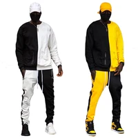 

2 Piece Set Fashion Color Block Sportswear Sweatsuit Mens Sport Suit Tracksuit