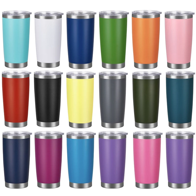 

18 colors 20oz wine vacuum insulated tea custom tumbler double walled coffee stainless steel tumbler cups wholesale in bulk, Multi colors