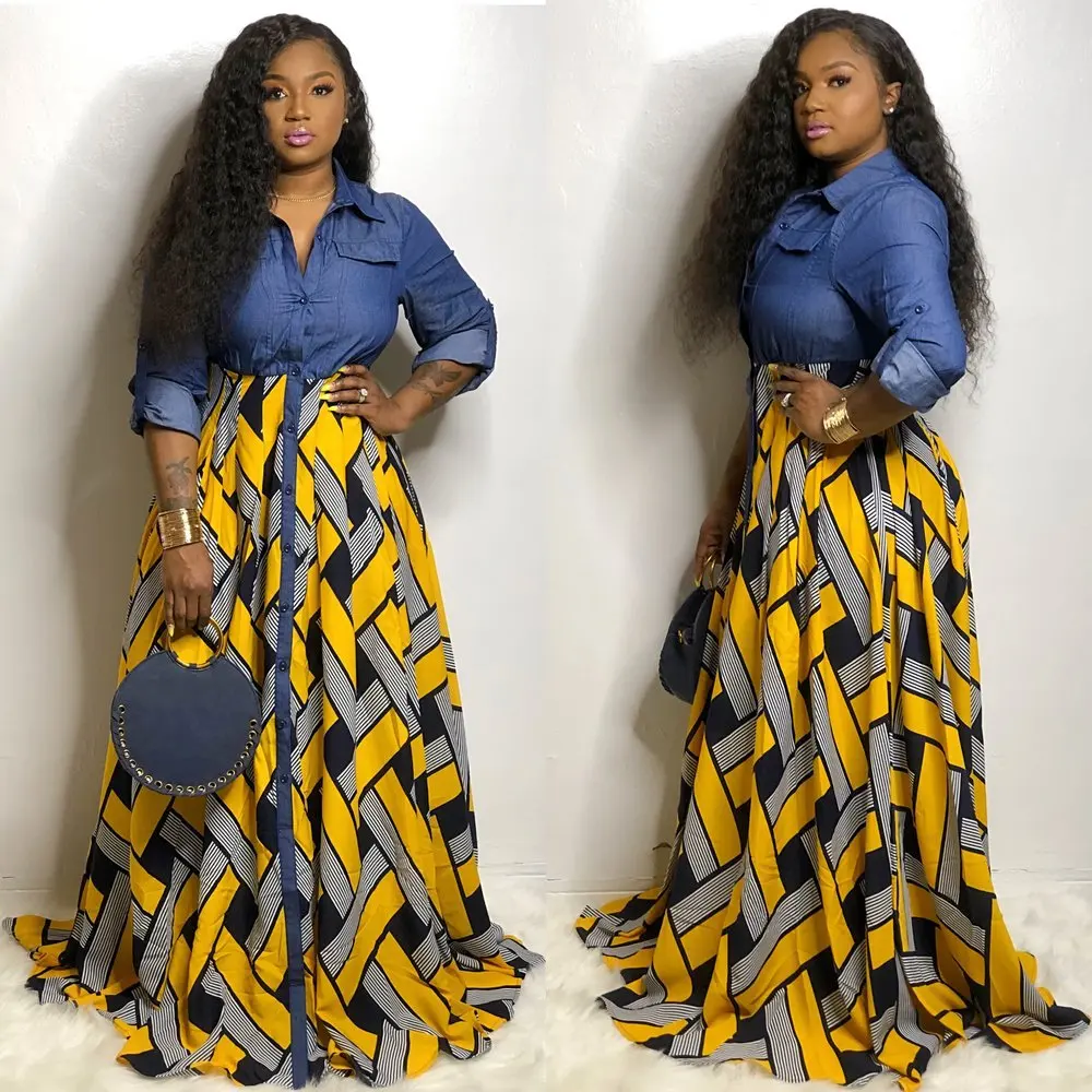 

Elegant casual dresses Women Maxi Dress V-Neck long dresses women maxi casual fall 2021 women clothes, Yellow, red