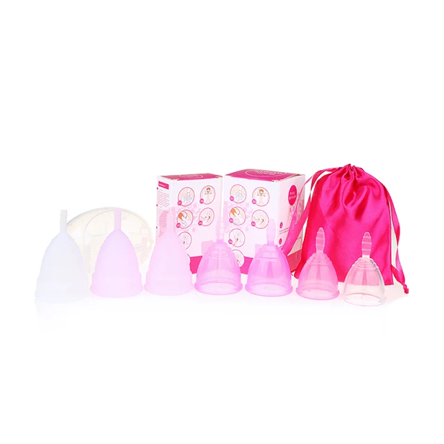 

Hot Selling 2020 Factory Price Collapsible Feminine Lady Period Silicone New Design Soft Reusable Menstrual Cup, Pink, purple,clear,blue,yellow,green