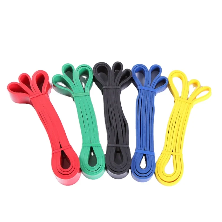 

Customized Logo Yoga & Pilates Exercise Resistance Band, Green blue yellow red black