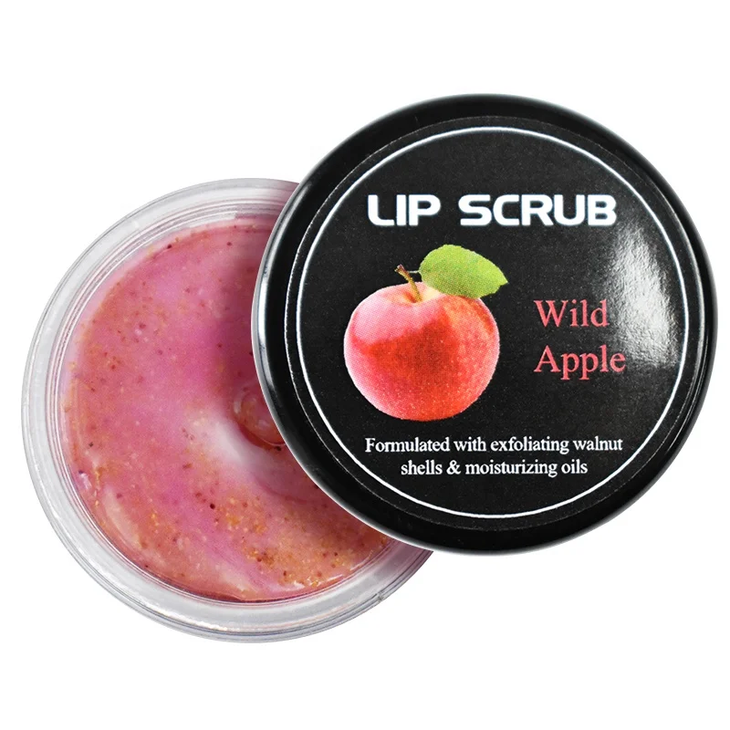 

Wholesales Private Label Organic Lip Sugar Scrub Wild Apple Lip Scrub with Walnut particles Exfoliator Moisturizer, Pink