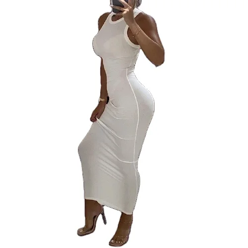 

ribbed knitted summer black white maxi dress 2021 sexy party bodycon sundress ladies brown wrap long dresses women maxi casual