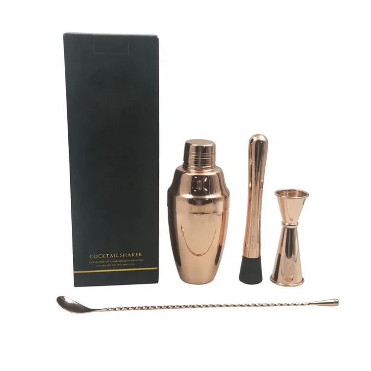 

2020 wholesale custom stainless steel 4pcs cocktail wine bar shaker gift set, Stainless steel color or custom