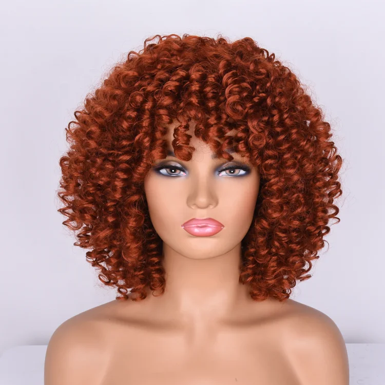 

cheap wholesale short afro wig synthetic hair high quality fiber high temperature resistant wig curly wigs for black women