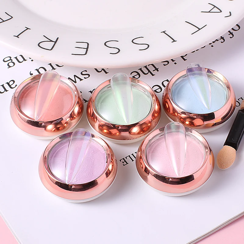 

0.4g Chrome Magic Mirror Aurora Effect Dip Pigments Nail Glitter Powder Polishing Pearl Dust Paste Nail Aurora Powder, 12 colors