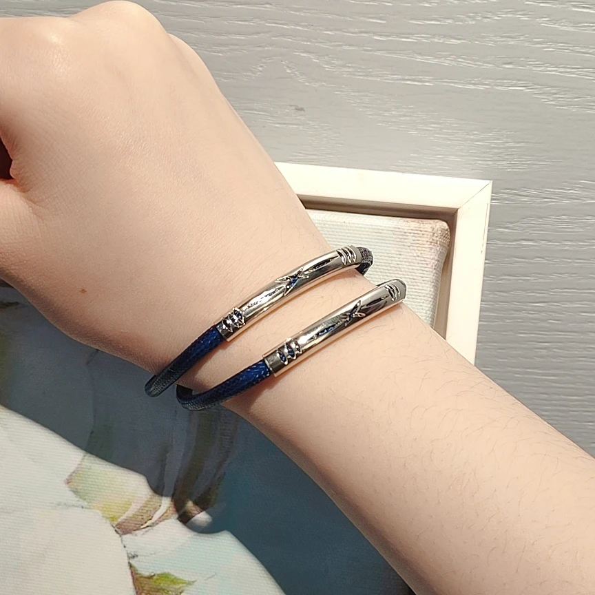 

Leather metal bracelet Layer bracelet New Europe and The United States simple alloy bracelet men and women's