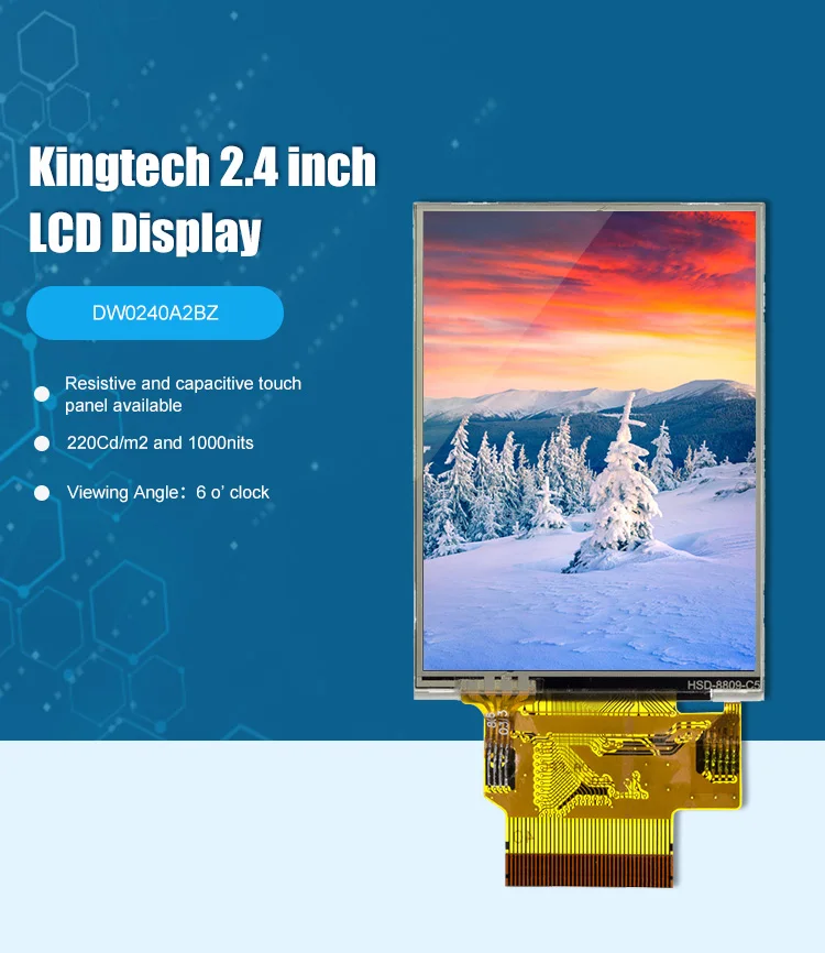 Oem 2.4 Inch Lcd Tft Screen Display 220cd/m2 And 1000nits Brightness