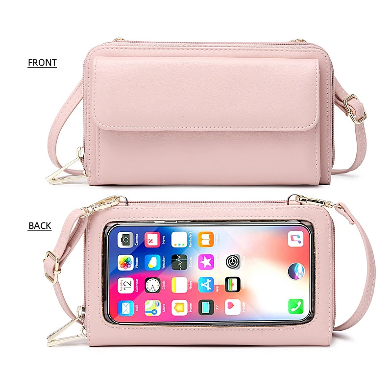 

Small Shoulder Bag Touch Screen Cell Phone Purse Fashion Women Leather Crossbody Mobile Phone Bag, Customized color