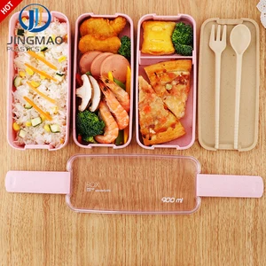 Image of 900ml Healthy Material Lunch Box 3 Layer Wheat Straw Bento Boxes Microwave Dinnerware Food Storage Container Lunchbox