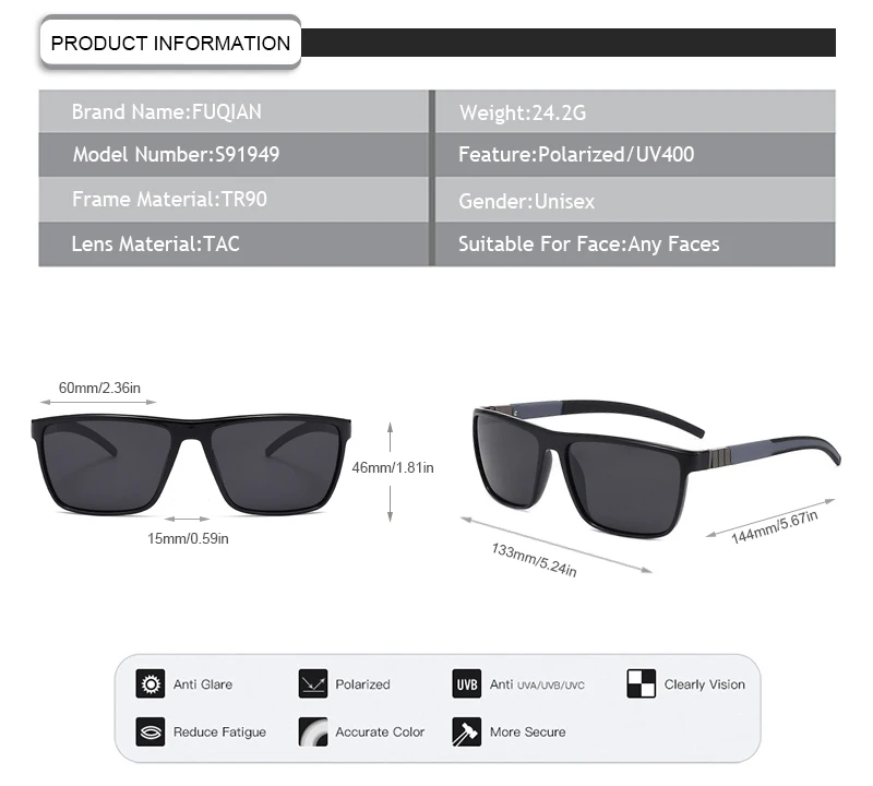 New Arrivals Fashion Men's Polarized Glasses Outdoor Driving Sunglasses