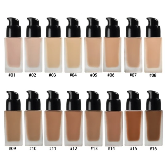 

No Logo 30ml Square Glass Waterproof Liquid Makeup Foundation Liquid Foundation Private Label, 16 colors