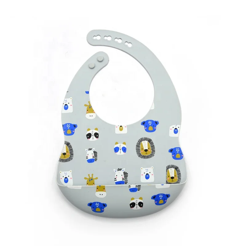 
Organic Food Grade Silicone Baby Bibs with Cute Printed Patterns 