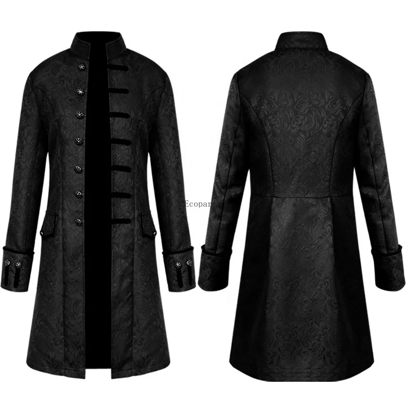 

Men Steampunk Medieval Vintage Tailcoat Jacket Goth Long Halloween Perform Costume Retro Gothic Victorian Frock Coat Uniform