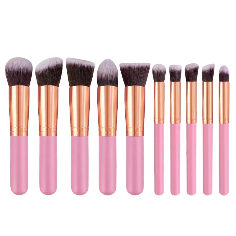 

10pcs Makeup Brush Set Eye Shadow Face Powder Brush Vegan Make Up Brushes, Multicolor