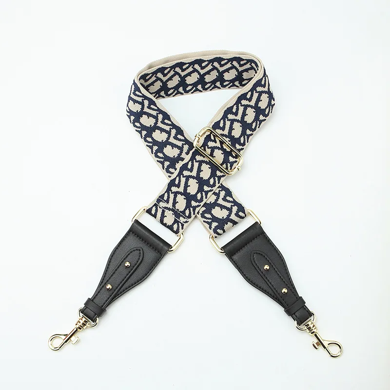 

China Wholesale High-range Handmade Jacquard Embroidery D Letter Bag Strap With Metal Rivet, As picture