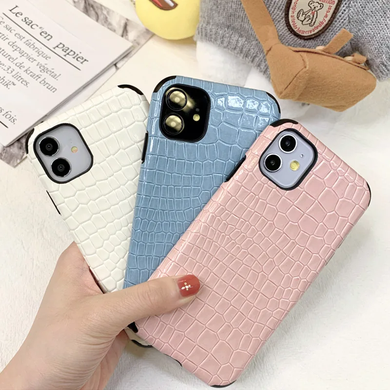 

Crocodile Skin Pattern Leather Phone Case For iPhone 12 Pro Max Premium Soft Back Cover For iPhone Case 12 Mini//XR/X/ XS, 7 colors